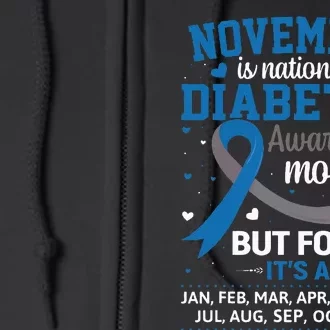 November Is Diabetes Awareness Month Blue And Gray Ribbon Full Zip Hoodie