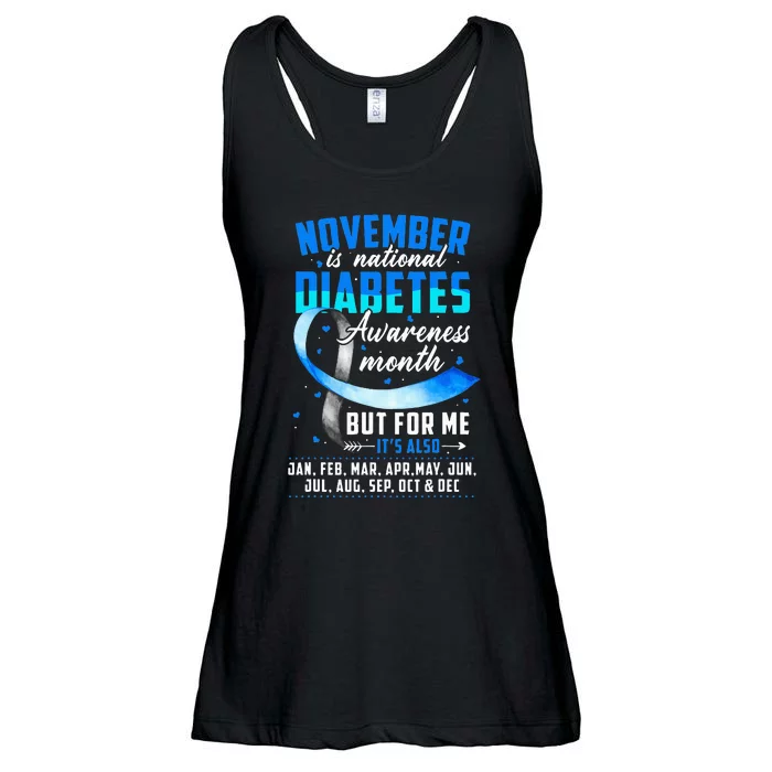 November Is Diabetes Awareness Month Blue And Gray Ribbon Ladies Essential Flowy Tank