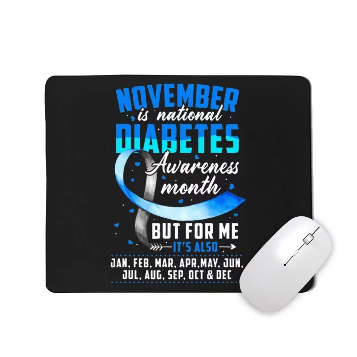 November Is Diabetes Awareness Month Blue And Gray Ribbon Mousepad