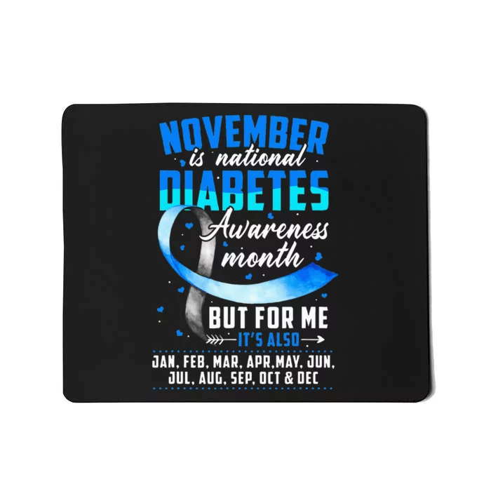 November Is Diabetes Awareness Month Blue And Gray Ribbon Mousepad