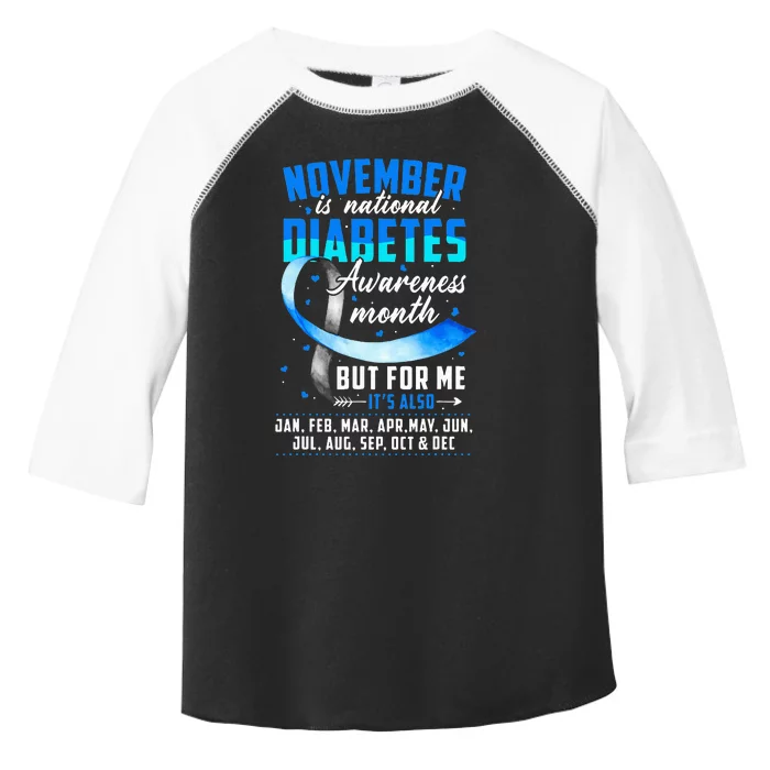 November Is Diabetes Awareness Month Blue And Gray Ribbon Toddler Fine Jersey T-Shirt