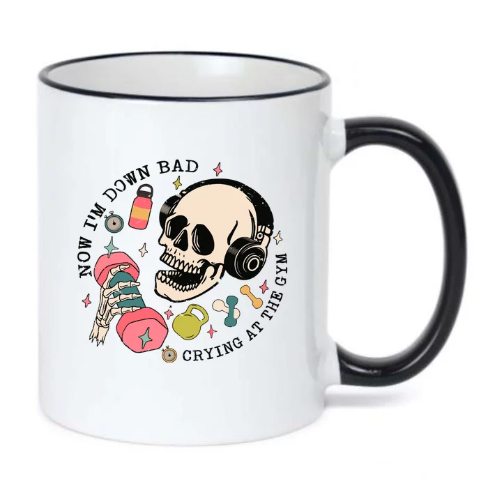 Now Im Down Bad Funny Skeleton Workout Gymer Black Color Changing Mug