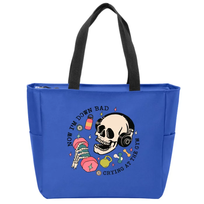 Now Im Down Bad Funny Skeleton Workout Gymer Zip Tote Bag