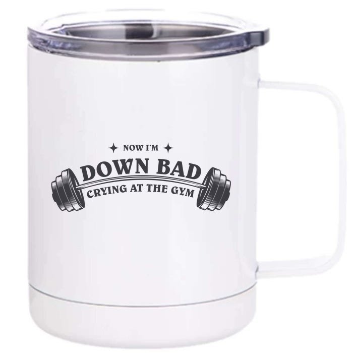 Now Im Down Bad Crying At The Gym Ttpd Album Front & Back 12oz Stainless Steel Tumbler Cup