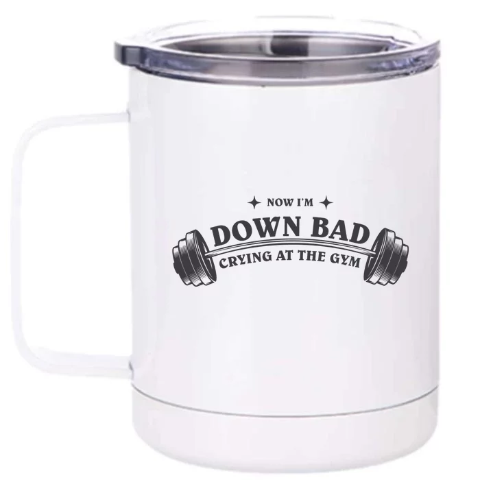 Now Im Down Bad Crying At The Gym Ttpd Album Front & Back 12oz Stainless Steel Tumbler Cup