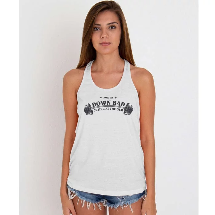 Now Im Down Bad Crying At The Gym Ttpd Album Women's Knotted Racerback Tank