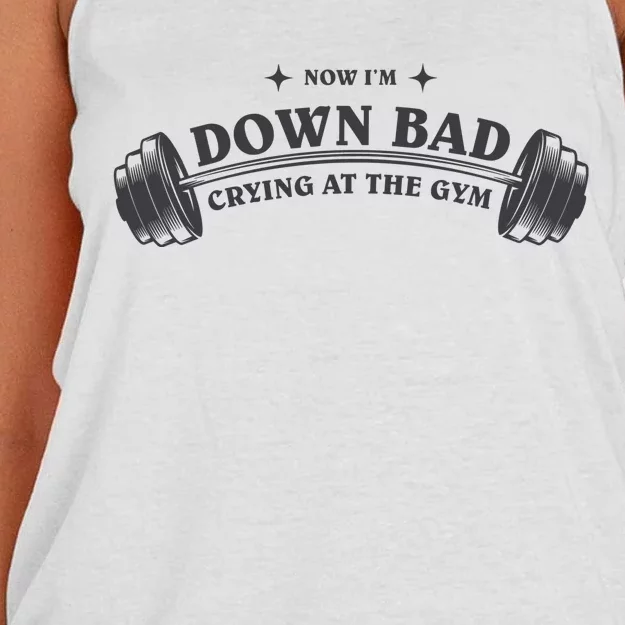 Now Im Down Bad Crying At The Gym Ttpd Album Women's Knotted Racerback Tank