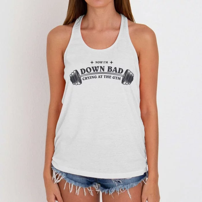 Now Im Down Bad Crying At The Gym Ttpd Album Women's Knotted Racerback Tank