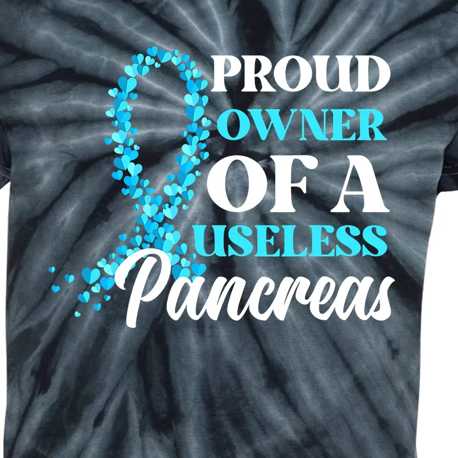 November Is Diabetes Awareness Month Blue And Gray Ribbon Kids Tie-Dye T-Shirt