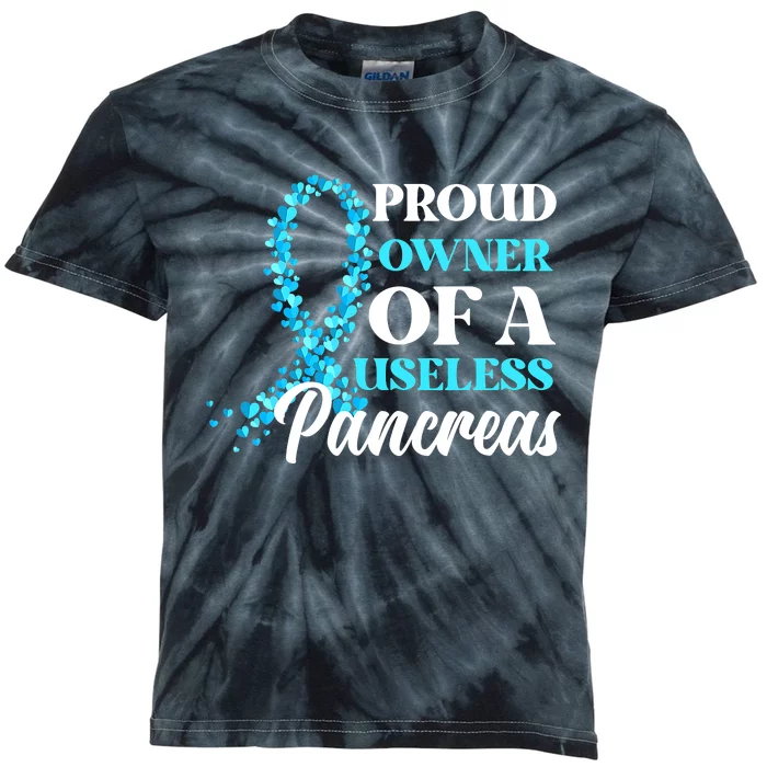 November Is Diabetes Awareness Month Blue And Gray Ribbon Kids Tie-Dye T-Shirt