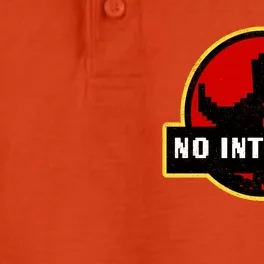 No Internet Dinosaur Park Logo Parody Distressed Dry Zone Grid Performance Polo