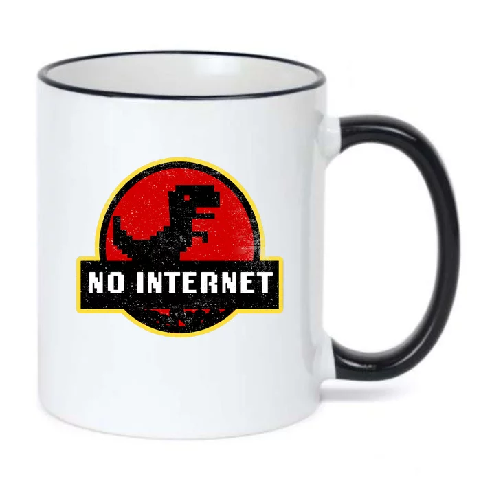 No Internet Dinosaur Park Logo Parody Distressed Black Color Changing Mug