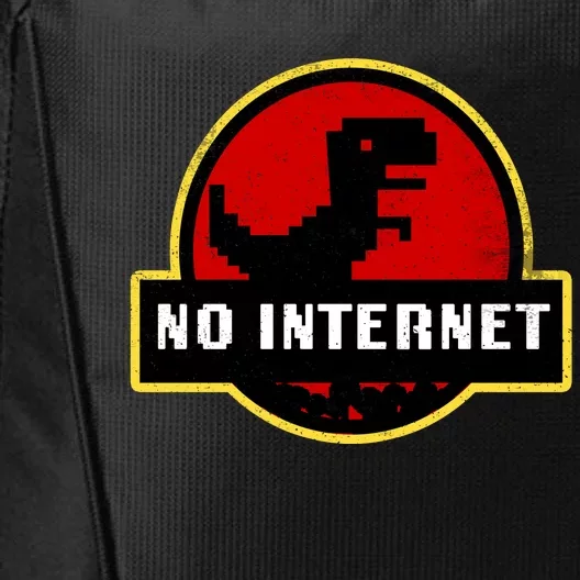 No Internet Dinosaur Park Logo Parody Distressed City Backpack