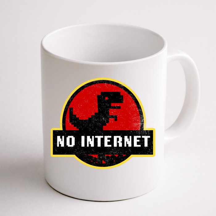 No Internet Dinosaur Park Logo Parody Distressed Front & Back Coffee Mug