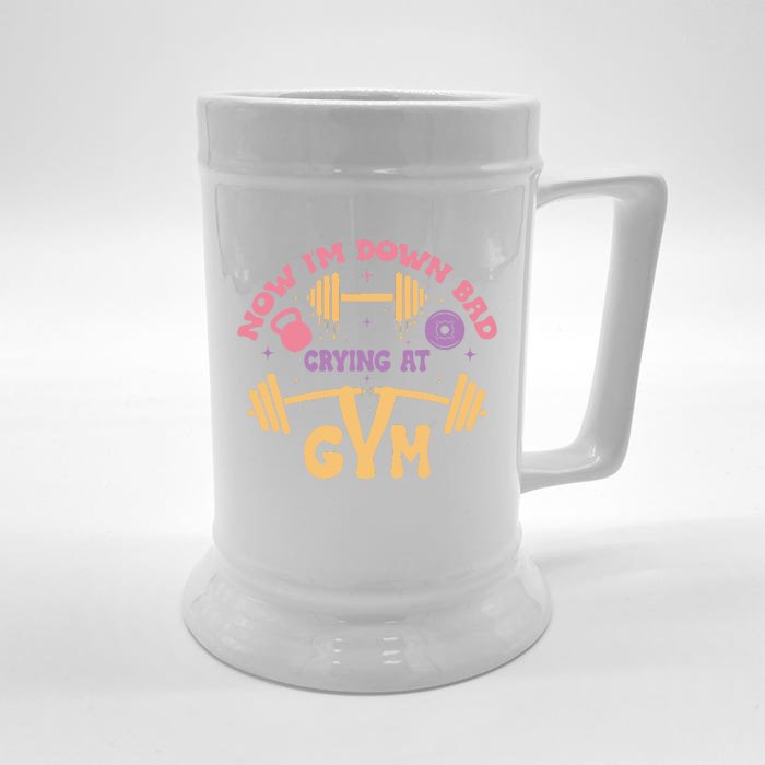 Now IM Down Bad Crying At The Gym Front & Back Beer Stein