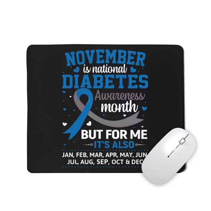 November is Diabetes Awareness Month Blue and Gray Ribbon Mousepad