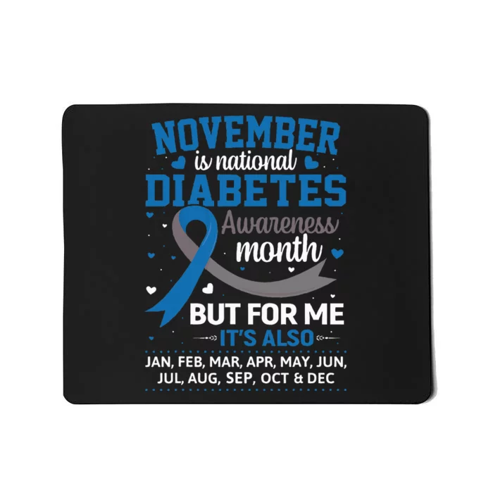 November is Diabetes Awareness Month Blue and Gray Ribbon Mousepad