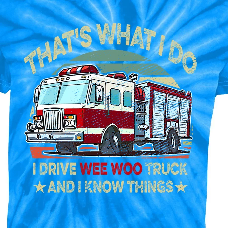 Nn I Drive Wee Woo Truck Firefighter Costume Fire Cute Gift Kids Tie-Dye T-Shirt