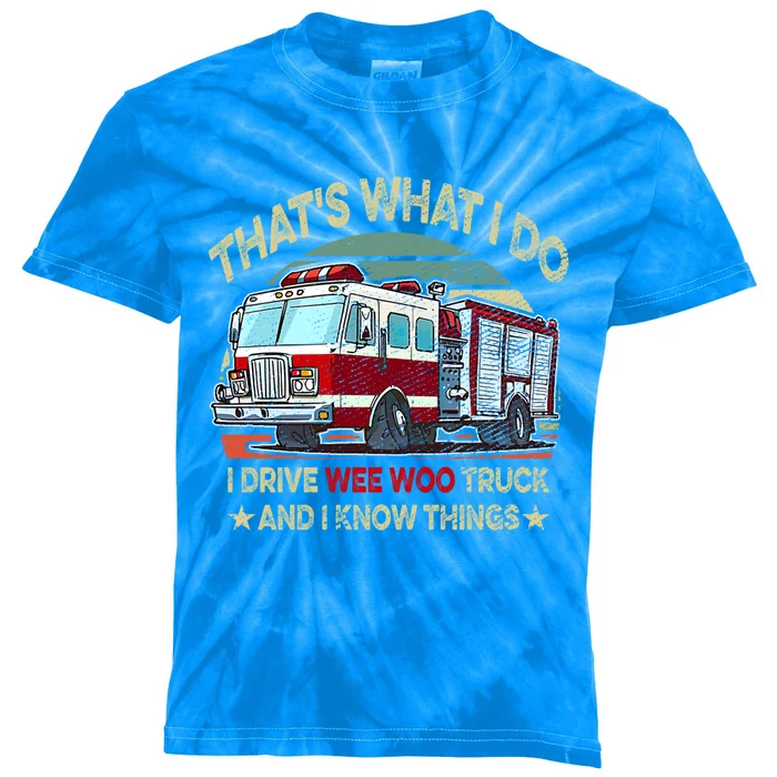 Nn I Drive Wee Woo Truck Firefighter Costume Fire Cute Gift Kids Tie-Dye T-Shirt