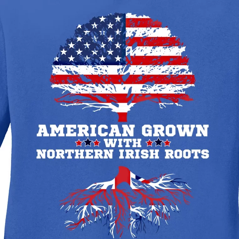 Northern Ireland Gift American Grown Northern Irish Roots Gift Ladies Long Sleeve Shirt