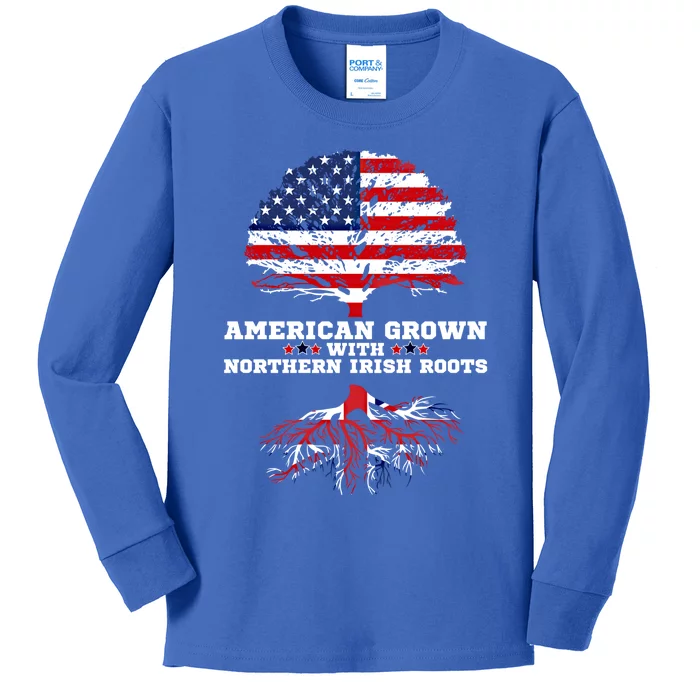 Northern Ireland Gift American Grown Northern Irish Roots Gift Kids Long Sleeve Shirt