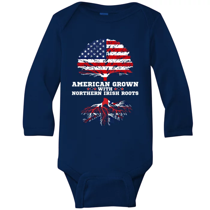 Northern Ireland Gift American Grown Northern Irish Roots Gift Baby Long Sleeve Bodysuit