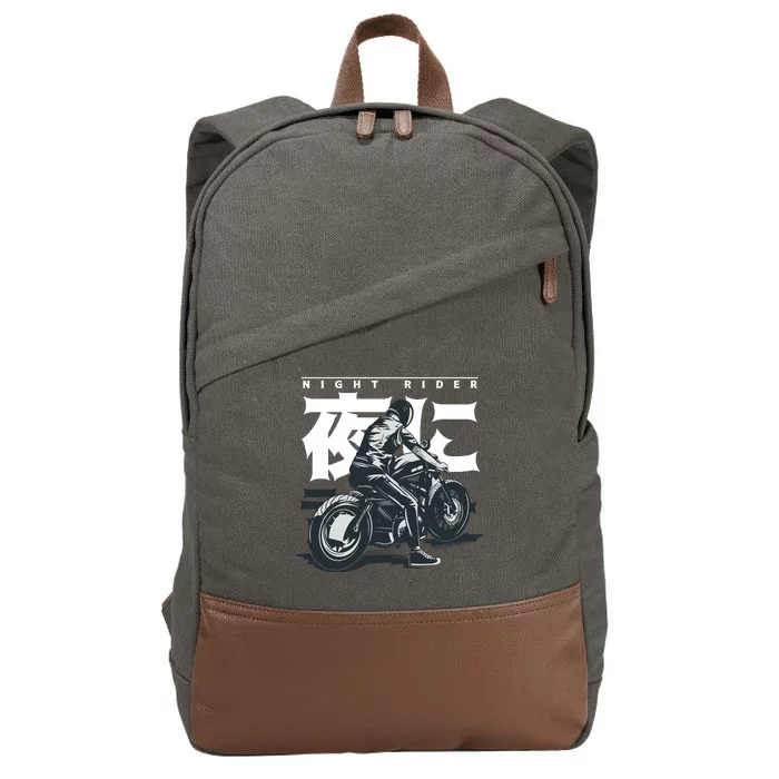 Night Rider Japanese Biker Cotton Canvas Backpack