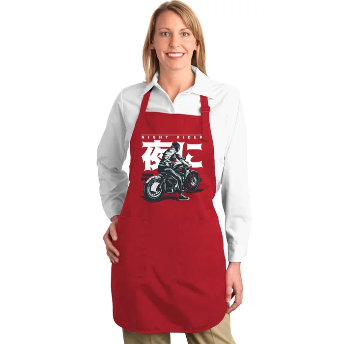 Night Rider Japanese Biker Full-Length Apron With Pocket