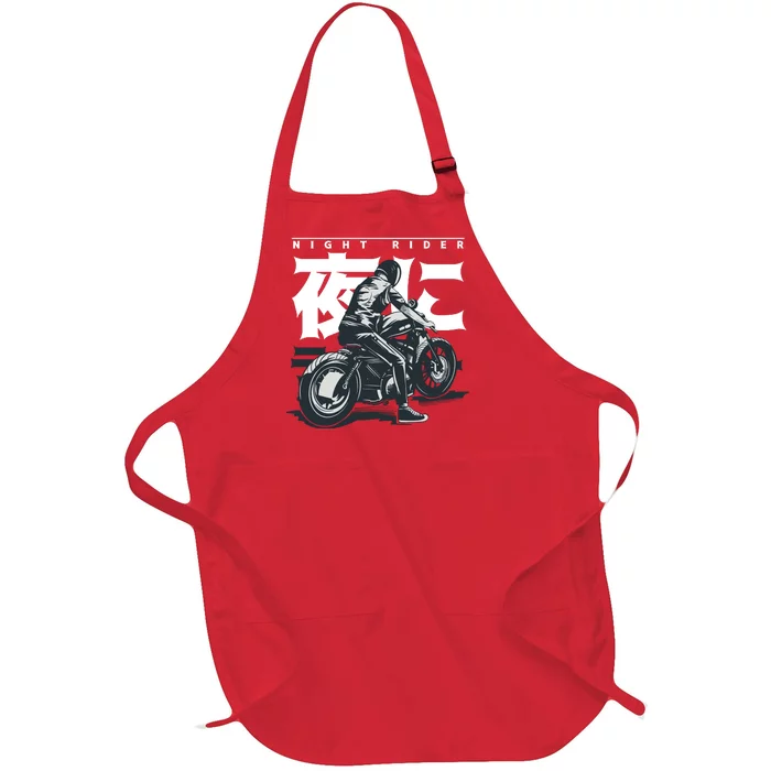 Night Rider Japanese Biker Full-Length Apron With Pocket