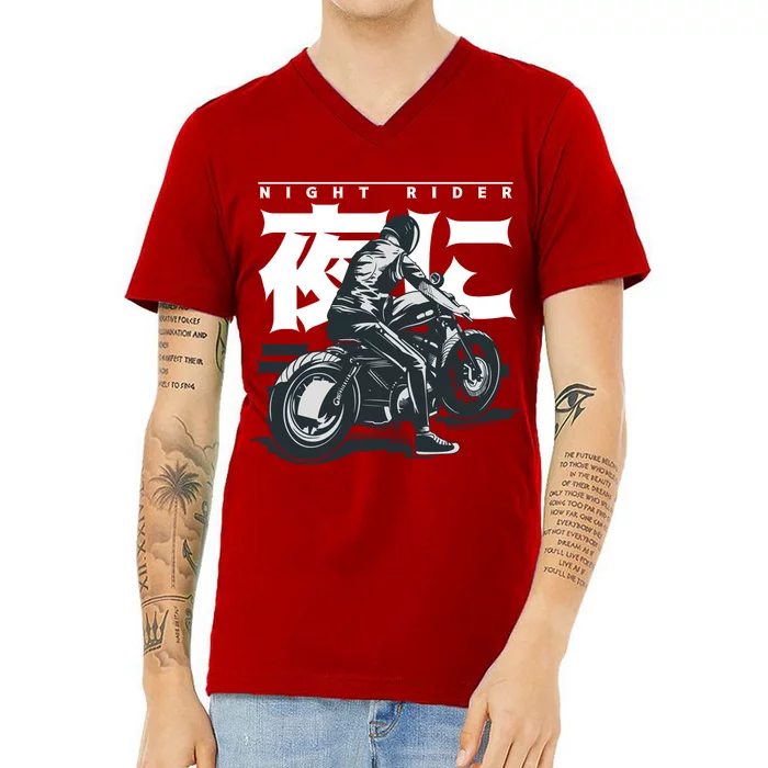 Night Rider Japanese Biker V-Neck T-Shirt