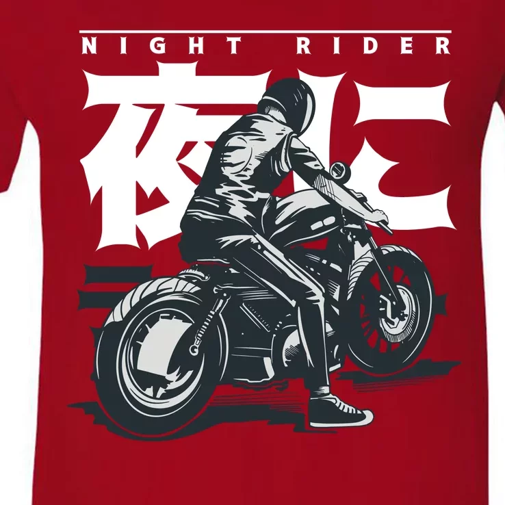 Night Rider Japanese Biker V-Neck T-Shirt