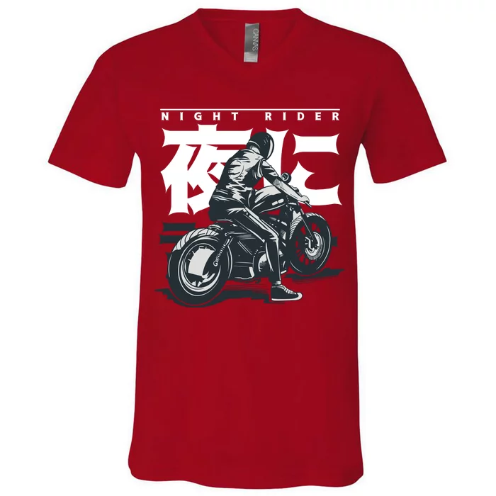 Night Rider Japanese Biker V-Neck T-Shirt