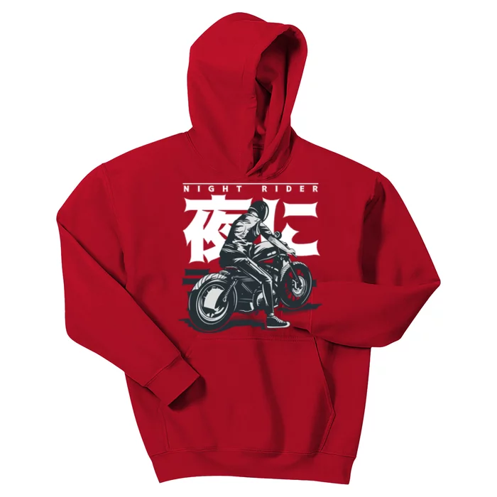 Night Rider Japanese Biker Kids Hoodie