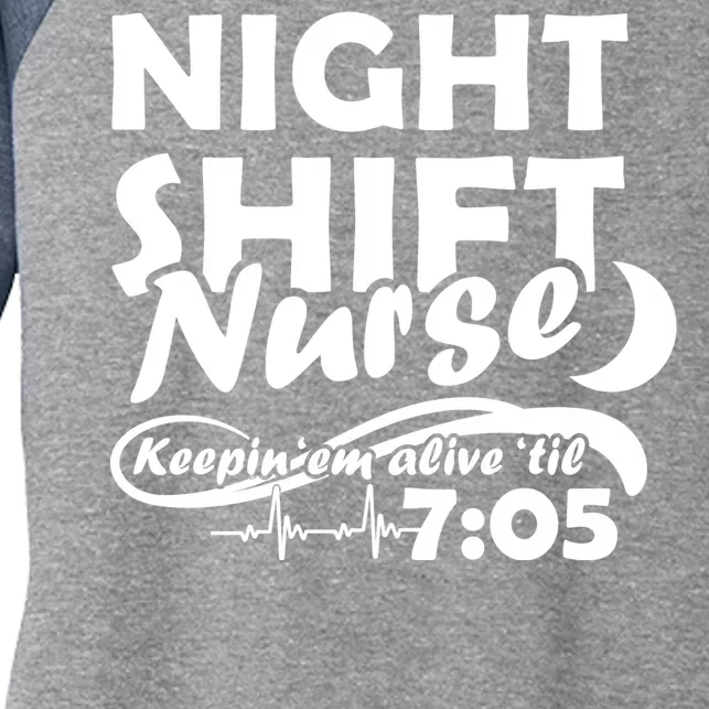 Night Shift Nurse Women's Tri-Blend 3/4-Sleeve Raglan Shirt