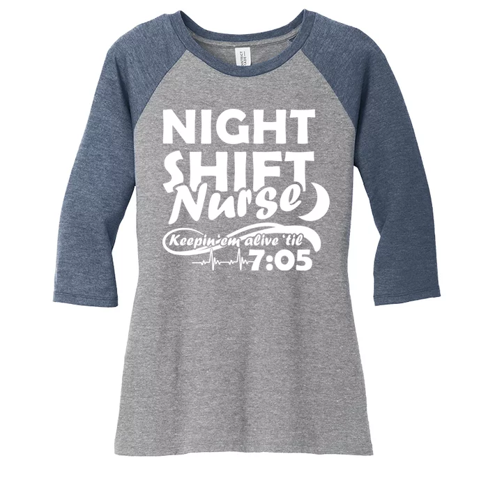 Night Shift Nurse Women's Tri-Blend 3/4-Sleeve Raglan Shirt