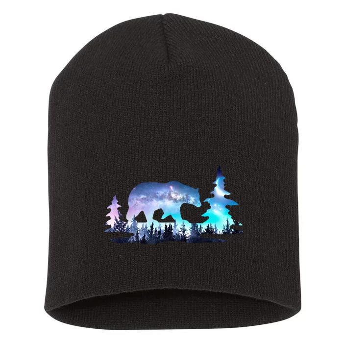 Night Sky Wilderness Bear Short Acrylic Beanie