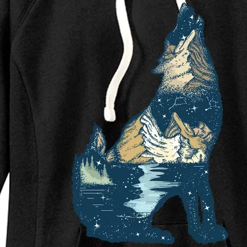 Night Wolf Wilderness Women's Fleece Hoodie