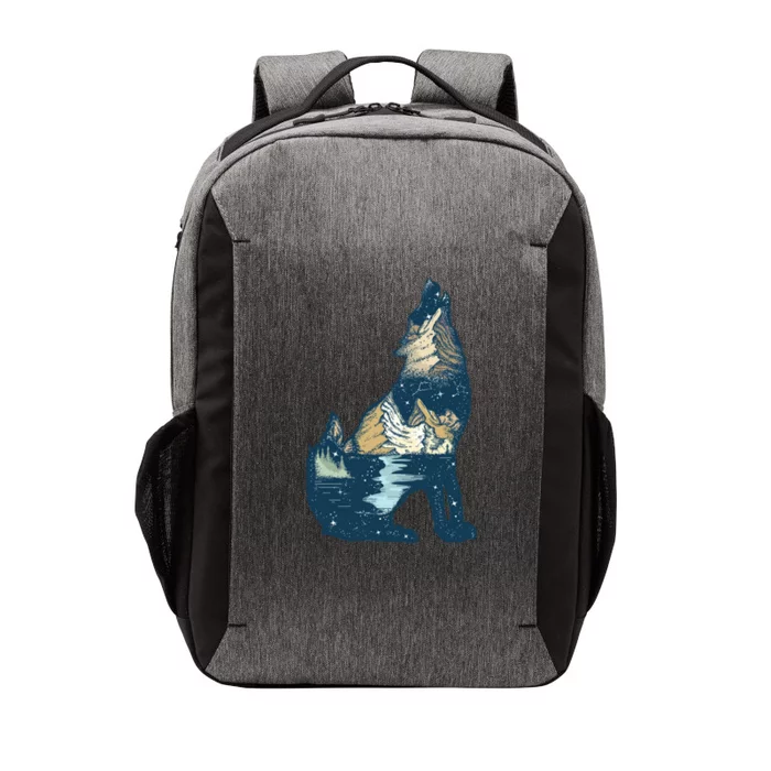 Night Wolf Wilderness Vector Backpack