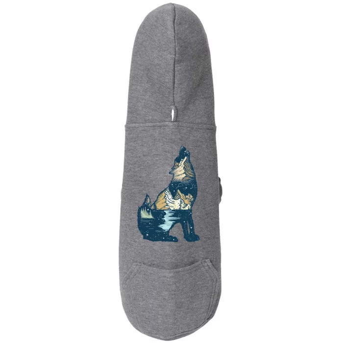 Night Wolf Wilderness Doggie 3-End Fleece Hoodie