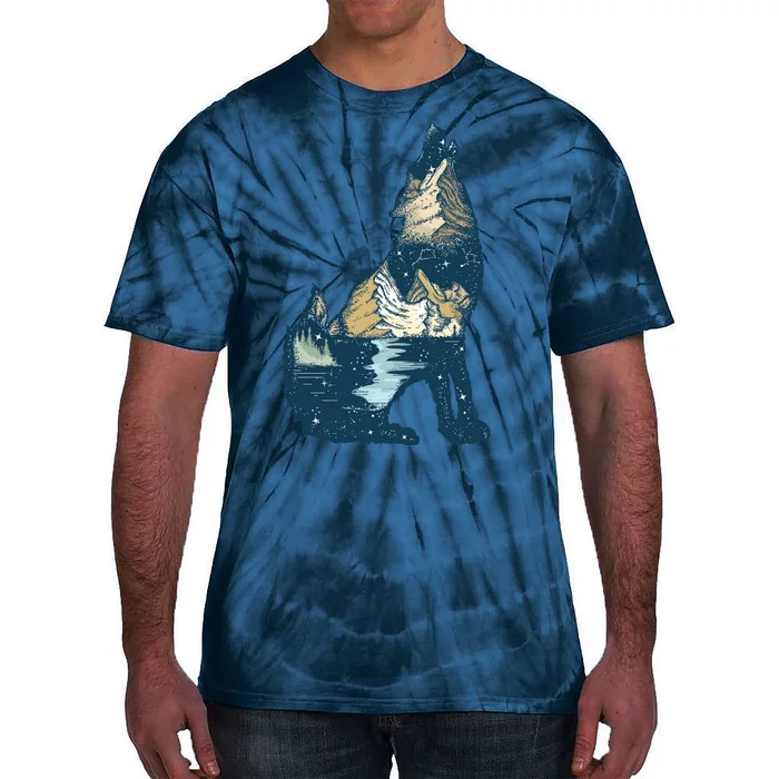 Night Wolf Wilderness Tie-Dye T-Shirt