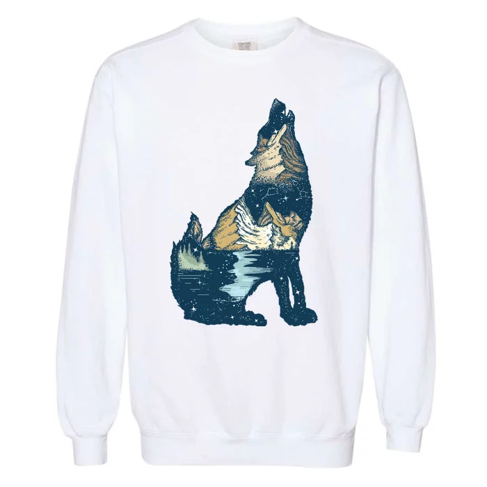 Night Wolf Wilderness Garment-Dyed Sweatshirt