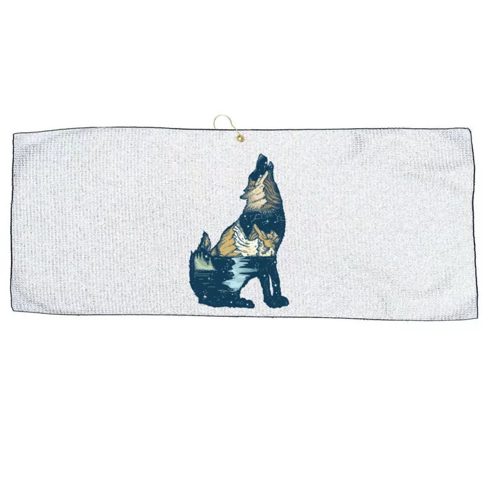 Night Wolf Wilderness Large Microfiber Waffle Golf Towel