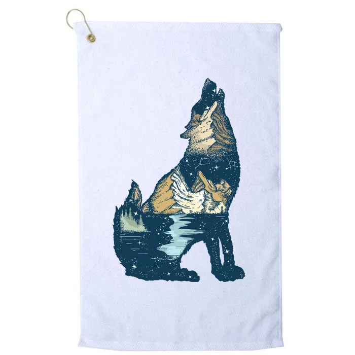 Night Wolf Wilderness Platinum Collection Golf Towel