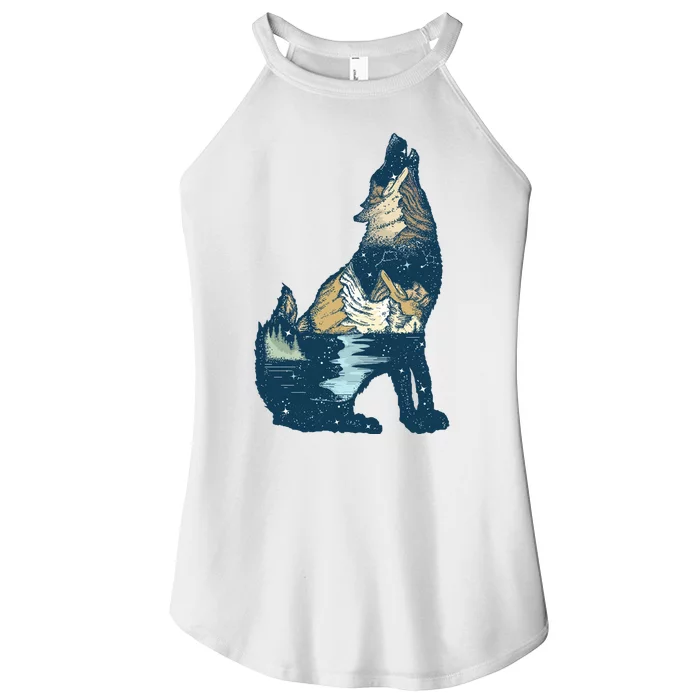 Night Wolf Wilderness Women’s Perfect Tri Rocker Tank