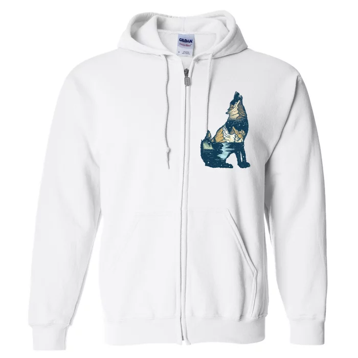 Night Wolf Wilderness Full Zip Hoodie