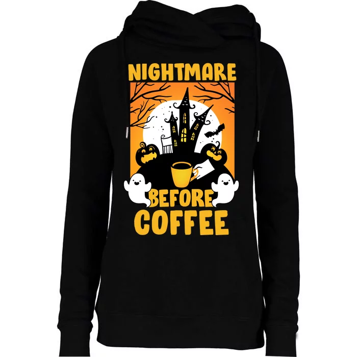 Nightmare Before Coffee Womens Funnel Neck Pullover Hood