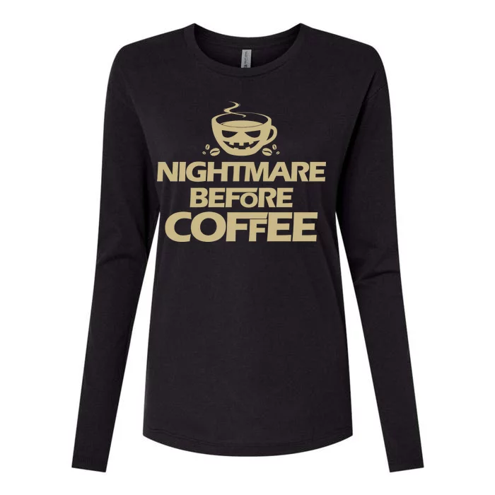 Nightmare Before Coffee Halloween Womens Cotton Relaxed Long Sleeve T-Shirt