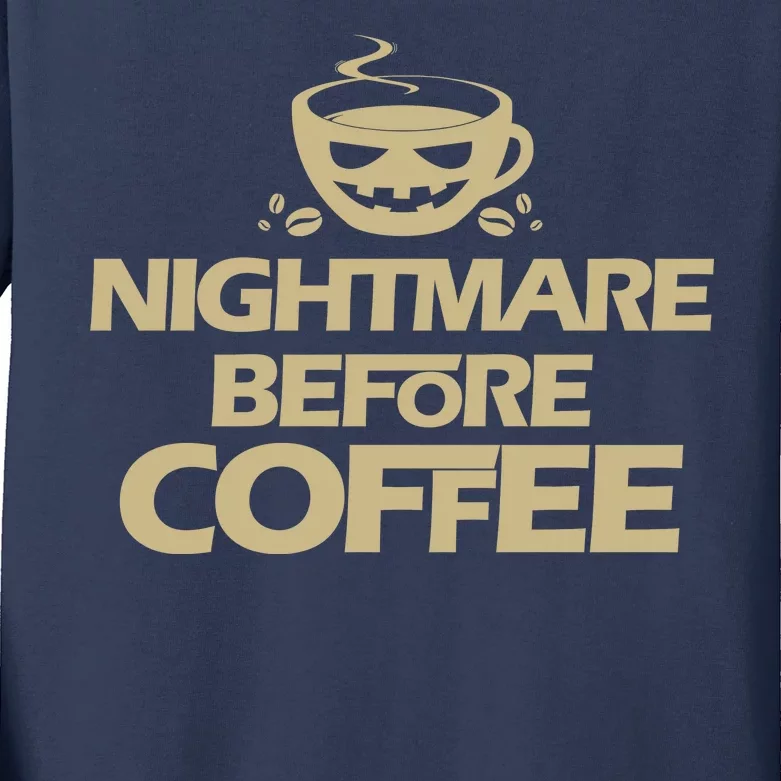 Nightmare Before Coffee Halloween Kids Long Sleeve Shirt