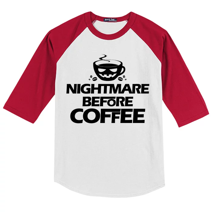 Nightmare Before Coffee Halloween Kids Colorblock Raglan Jersey