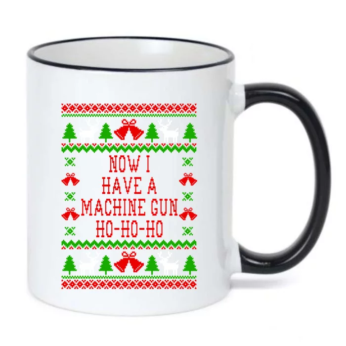 Now I Have A Machine Gun Ho Ho Ho Die Hard Quote Ugly Christmas Sweater Black Color Changing Mug